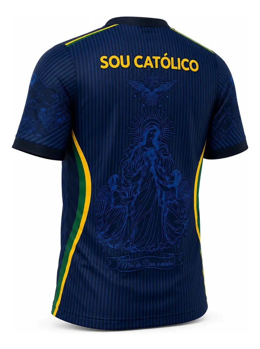 Costas da Camisa com Sou Católico e Nossa Senhora
